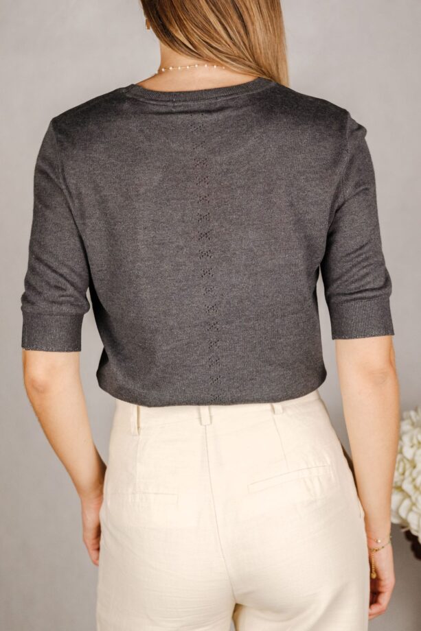 Short sleeved crew neck pullover – Charcoal Melange 2